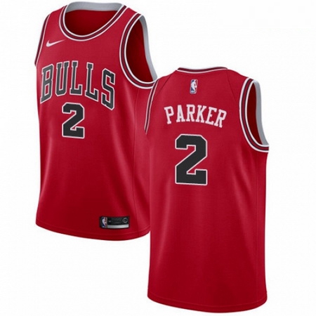 Mens Nike Chicago Bulls 2 Jabari Parker Swingman Red NBA Jersey Icon Edition