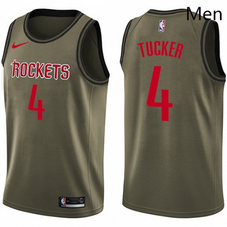 Mens Nike Houston Rockets 4 PJ Tucker Green Salute to Service NBA Swingman Jersey