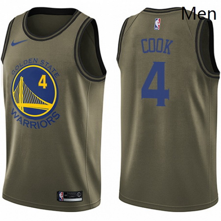 Mens Nike Golden State Warriors 4 Quinn Cook Swingman Green Salute to Service NBA Jersey