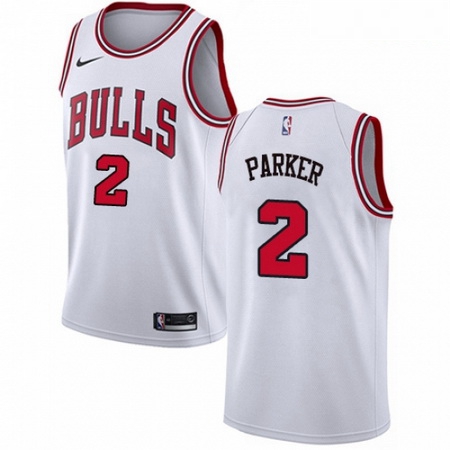 Mens Nike Chicago Bulls 2 Jabari Parker Swingman White NBA Jersey Association Edition