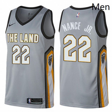 Mens Nike Cleveland Cavaliers 22 Larry Nance Jr Swingman Gray NBA Jersey City Edition