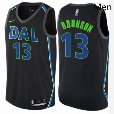 Mens Nike Dallas Mavericks 13 Jalen Brunson Authentic Black NBA Jersey City Edition