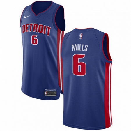 Mens Nike Detroit Pistons 6 Terry Mills Authentic Royal Blue Road NBA Jersey Icon Edition