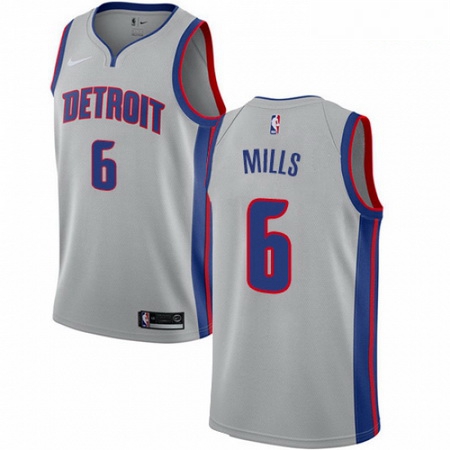 Mens Nike Detroit Pistons 6 Terry Mills Authentic Silver NBA Jersey Statement Edition