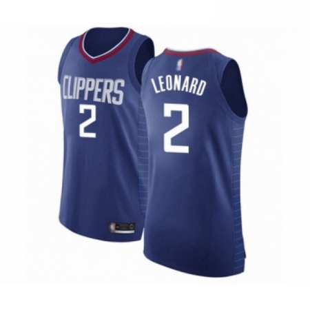 Mens Los Angeles Clippers 2 Kawhi Leonard Authentic Blue Basketball Jersey Icon Edition