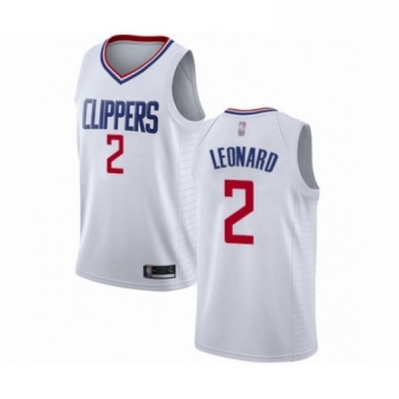 Mens Los Angeles Clippers 2 Kawhi Leonard Authentic White Basketball Jersey Association Edition