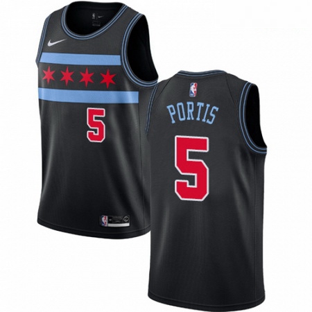 Mens Nike Chicago Bulls 5 Bobby Portis Swingman Black NBA Jersey City Edition