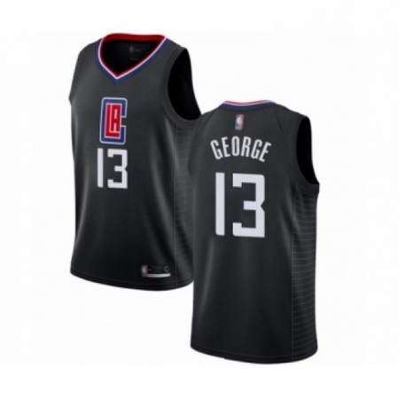 Mens Los Angeles Clippers 13 Paul George Authentic Black Basketball Jersey Statement Edition