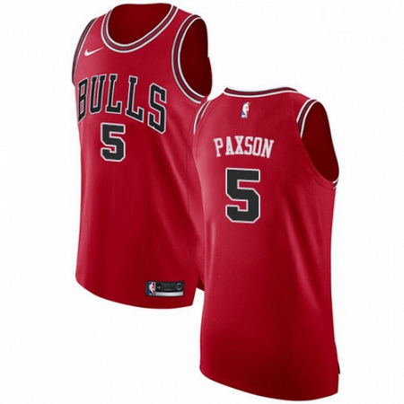 Mens Nike Chicago Bulls 5 John Paxson Authentic Red Road NBA Jersey Icon Edition