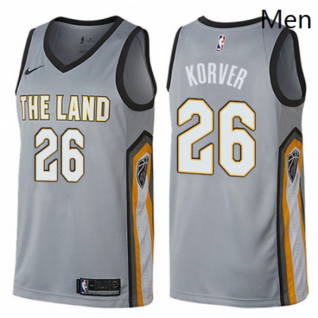 Mens Nike Cleveland Cavaliers 26 Kyle Korver Swingman Gray NBA Jersey City Edition