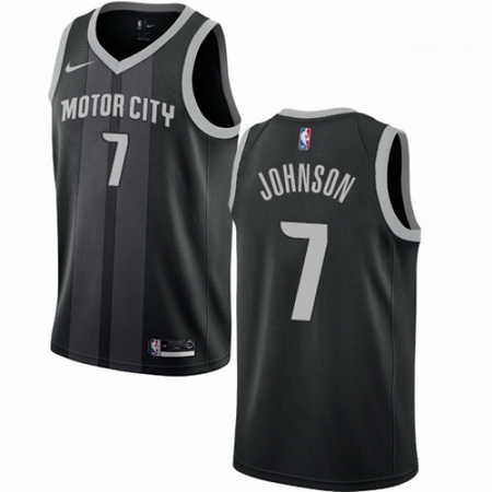 Mens Nike Detroit Pistons 7 Stanley Johnson Swingman Black NBA Jersey City Edition