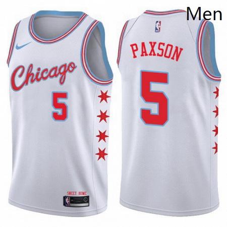 Mens Nike Chicago Bulls 5 John Paxson Swingman White NBA Jersey City Edition