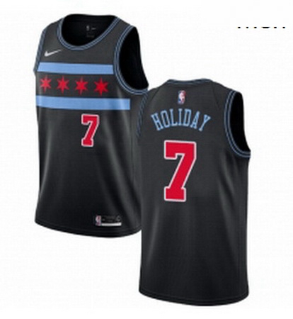 Mens Nike Chicago Bulls 7 Justin Holiday Swingman Black NBA Jersey City Edition