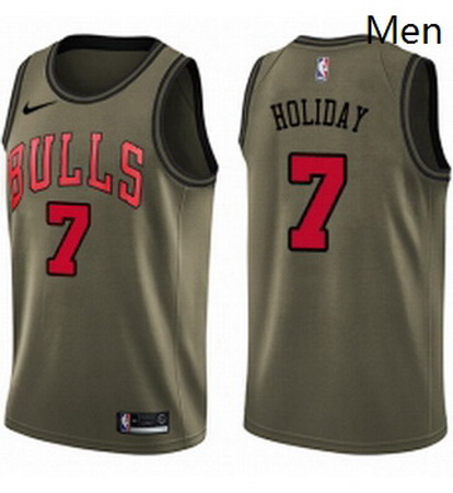 Mens Nike Chicago Bulls 7 Justin Holiday Swingman Green Salute to Service NBA Jersey