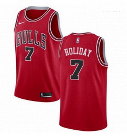 Mens Nike Chicago Bulls 7 Justin Holiday Swingman Red Road NBA Jersey Icon Edition