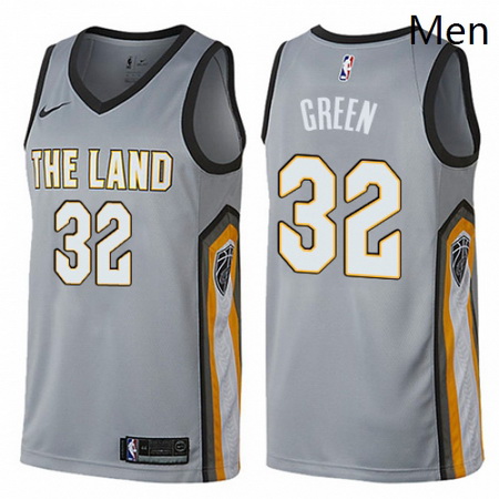 Mens Nike Cleveland Cavaliers 32 Jeff Green Swingman Gray NBA Jersey City Edition