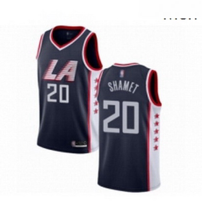 Mens Los Angeles Clippers 20 Landry Shamet Authentic Navy Blue Basketball Jersey City Edition