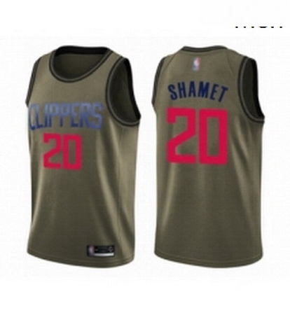 Mens Los Angeles Clippers 20 Landry Shamet Swingman Green Salute to Service Basketball Jersey