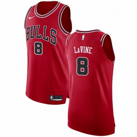 Mens Nike Chicago Bulls 8 Zach LaVine Authentic Red Road NBA Jersey Icon Edition