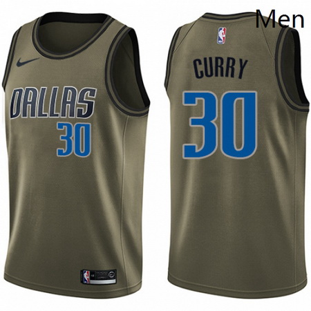 Mens Nike Dallas Mavericks 30 Seth Curry Swingman Green Salute to Service NBA Jersey