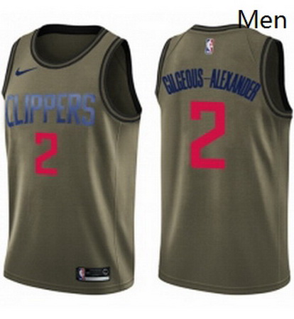 Mens Nike Los Angeles Clippers 2 Shai Gilgeous Alexander Swingman Green Salute to Service NBA Jersey