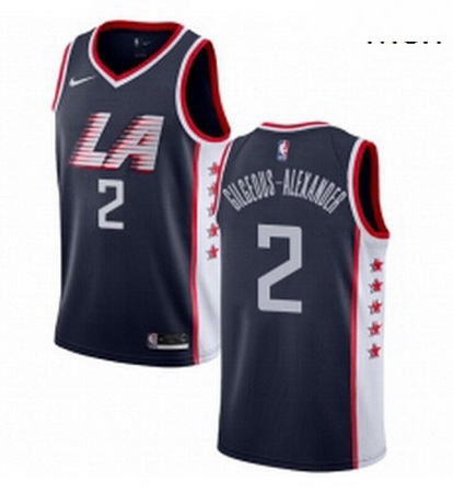 Mens Nike Los Angeles Clippers 2 Shai Gilgeous Alexander Swingman Navy Blue NBA Jersey City Edition