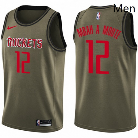 Mens Nike Houston Rockets 12 Luc Mbah a Moute Swingman Green Salute to Service NBA Jersey