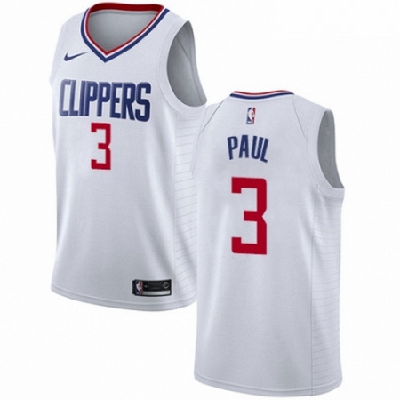 Mens Nike Los Angeles Clippers 3 Chris Paul Authentic White NBA Jersey Association Edition