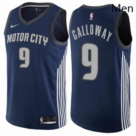 Mens Nike Detroit Pistons 9 Langston Galloway Swingman Navy Blue NBA Jersey City Edition