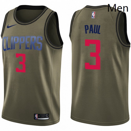 Mens Nike Los Angeles Clippers 3 Chris Paul Swingman Green Salute to Service NBA Jersey