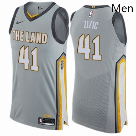 Mens Nike Cleveland Cavaliers 41 Ante Zizic Authentic Gray NBA Jersey City Edition