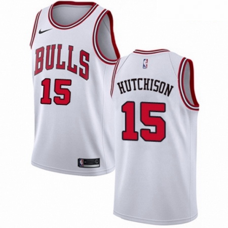 Mens Nike Chicago Bulls 15 Chandler Hutchison Authentic White NBA Jersey Association Edition