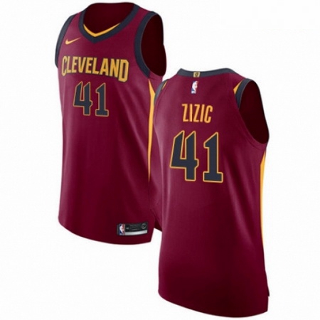 Mens Nike Cleveland Cavaliers 41 Ante Zizic Authentic Maroon NBA Jersey Icon Edition