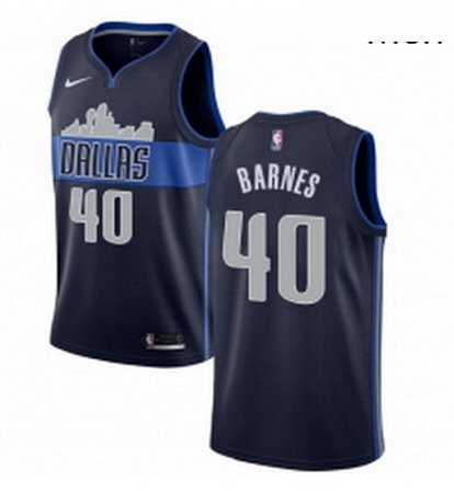 Mens Nike Dallas Mavericks 40 Harrison Barnes Authentic Navy Blue NBA Jersey Statement Edition