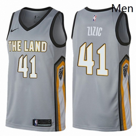 Mens Nike Cleveland Cavaliers 41 Ante Zizic Swingman Gray NBA Jersey City Edition