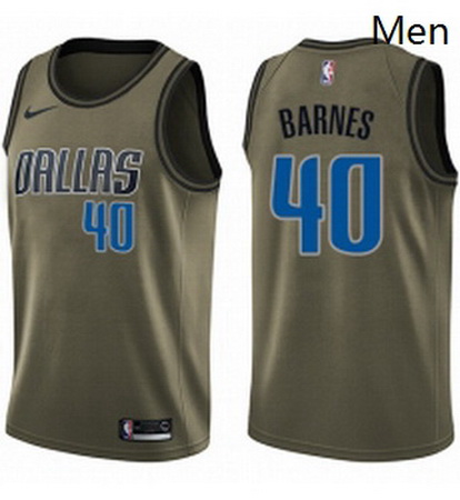 Mens Nike Dallas Mavericks 40 Harrison Barnes Swingman Green Salute to Service NBA Jersey