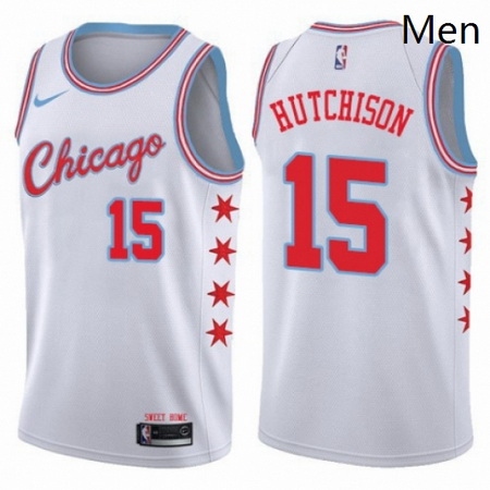 Mens Nike Chicago Bulls 15 Chandler Hutchison Swingman White NBA Jersey City Edition