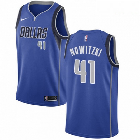 Mens Nike Dallas Mavericks 41 Dirk Nowitzki Swingman Royal Blue Road NBA Jersey Icon Edition