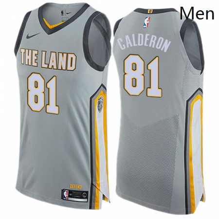 Mens Nike Cleveland Cavaliers 81 Jose Calderon Authentic Gray NBA Jersey City Edition