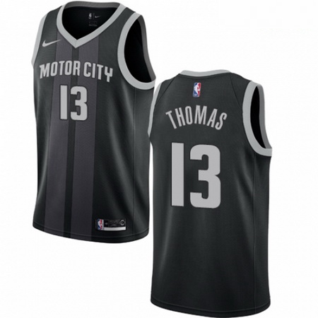 Mens Nike Detroit Pistons 13 Khyri Thomas Swingman Black NBA Jersey City Edition