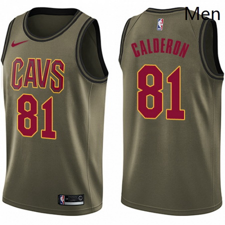 Mens Nike Cleveland Cavaliers 81 Jose Calderon Swingman Green Salute to Service NBA Jersey