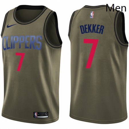 Mens Nike Los Angeles Clippers 7 Sam Dekker Swingman Green Salute to Service NBA Jersey