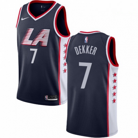 Mens Nike Los Angeles Clippers 7 Sam Dekker Swingman Navy Blue NBA Jersey City Edition