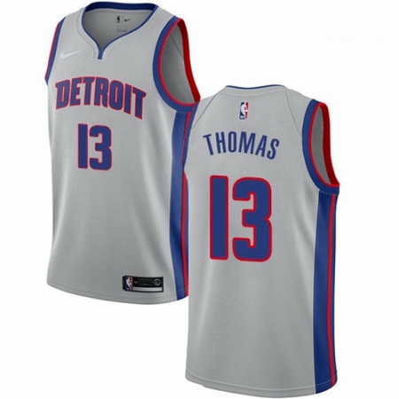 Mens Nike Detroit Pistons 13 Khyri Thomas Swingman Silver NBA Jersey Statement Edition