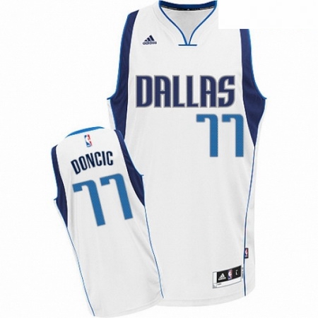 Mens Nike Dallas Mavericks 77 Luka Doncic Swingman White Home NBA Jersey Association Edition