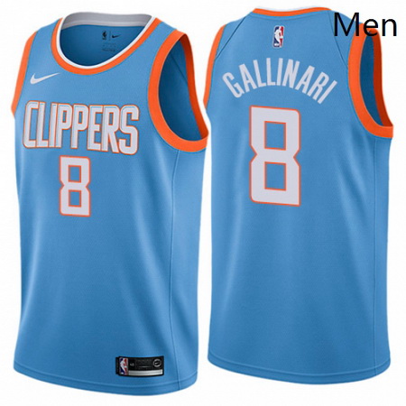 Mens Nike Los Angeles Clippers 8 Danilo Gallinari Authentic Blue NBA Jersey City Edition