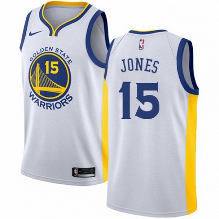 Mens Nike Golden State Warriors 15 Damian Jones Authentic White Home NBA Jersey Association Edition