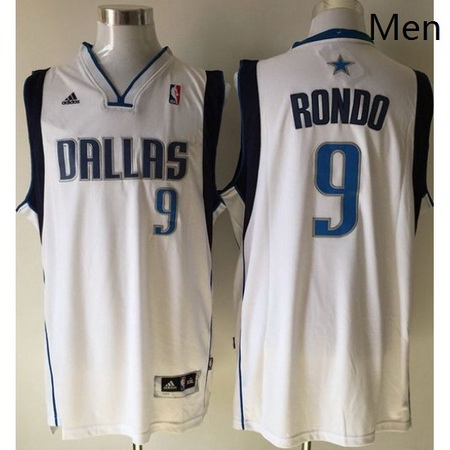 Revolution 30 Mavericks 9 Rajon Rondo White Stitched NBA Jersey