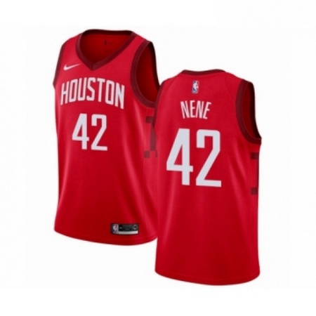 Mens Nike Houston Rockets 42 Nene Red Swingman Jersey Earned Edition