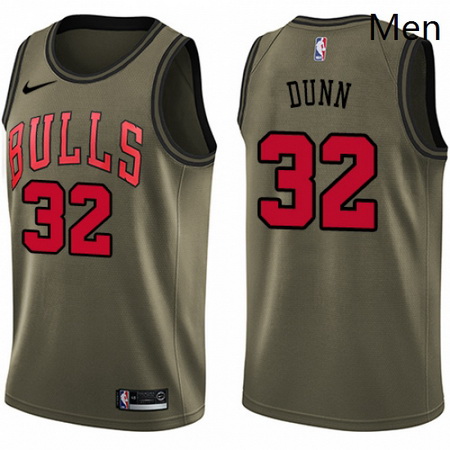 Mens Nike Chicago Bulls 32 Kris Dunn Swingman Green Salute to Service NBA Jersey